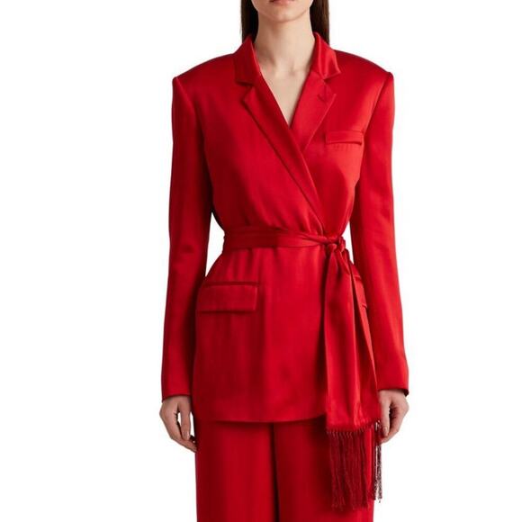 Ralph Lauren Collection Purple Label Belted Satin Blazer Jacket 6 Red NWT $3490 - Picture 7 of 11